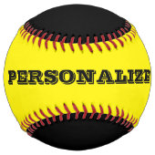黒と黄色パーソナライズされたのソフトボールの贈り物 ソフトボール (正面)