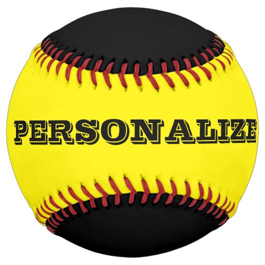 黒と黄色パーソナライズされたのソフトボールの贈り物 ソフトボール (正面)
