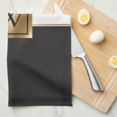 黒と黄金のアラビア語 キッチンタオル (四つ折り)