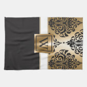 黒と黄金のアラビア語 キッチンタオル (横)