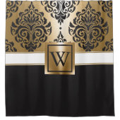 黒と黄金のアラビア語 シャワーカーテン (正面)