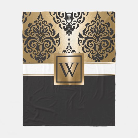 黒と黄金のアラビア語 フリースブランケット (正面)