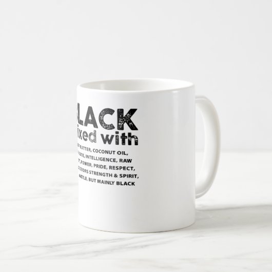 黒と黒の歴史の月のアおもしろいフリカを混ぜた黒 コーヒーマグカップ (正面右)