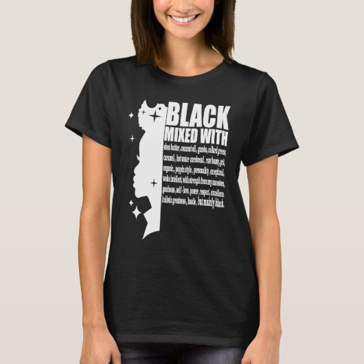 黒と黒の歴史の月の混合アフリカアメリ Tシャツ (正面)