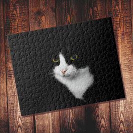 黒と黒を両立させた無地の難しい猫 ジグソーパズル