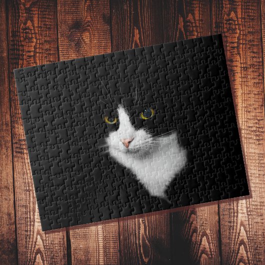 黒と黒を両立させた無地の難しい猫 ジグソーパズル