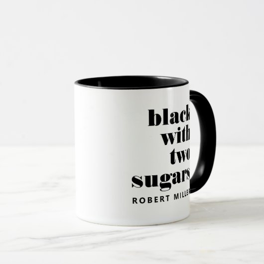 黒と2つの糖名前をカスタムするコーヒー マグカップ (正面右)