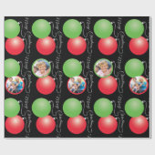 黒と5フォトフレームのクリスマスオーナメント ラッピングペーパー (フラット)