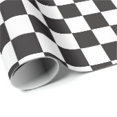 黒と[白]チェッ市松模様にカーボード市松模様にの ラッピングペーパー (ロールコーナー)