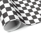 黒と[白]小さなチェッカーボードのチェッチェッカークのチェック ラッピングペーパー (ロールコーナー)