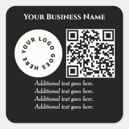 黒とQRコード独自の文字とロゴを追加 スクエアシール