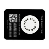 黒とQRコード独自の文字とロゴを追加 マグネット (横)