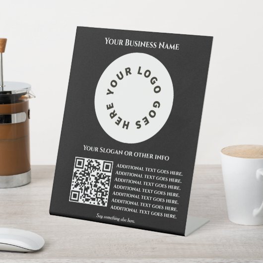 黒とQRコード独自の文字とロゴを追加 台座サイン (インサイチュ)
