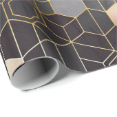黒とwの六角形の幾何学的抽象 ラッピングペーパー (ロールコーナー)