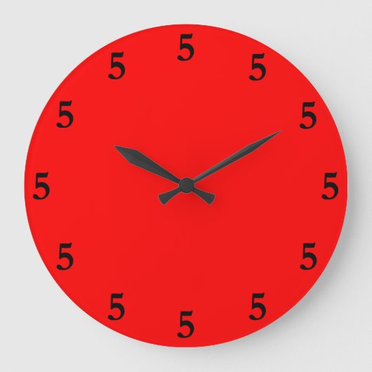 黒どこかの5時赤で ラージ壁時計 (正面)