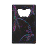 黒にかわいらし紫の青トンボ クレジットカード栓抜き (正面)