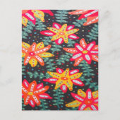 黒にはっきりした黄色とオレンジの花 ポストカード (正面)