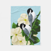 黒によっておおわれる《鳥》アメリカゴガラのギフト フリースブランケット (正面)