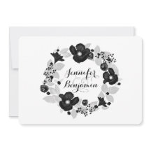 黒によってはエレガントなヴィンテージの結婚式招待状が開花します