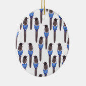 黒によって勘定書を出されるカササギまたはアメリカカササギの水彩画 セラミックオーナメント (右)