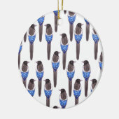 黒によって勘定書を出されるカササギまたはアメリカカササギの水彩画 セラミックオーナメント (左)