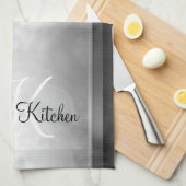 黒によって大理石模様をつけられるパーソナライズ キッチンタオル (四つ折り)