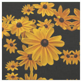 黒によって注目されるスーザンによっては黄色い花の生地が開花します ファブリック (クローズアップ)