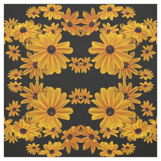 黒によって注目されるスーザンによっては黄色い花の生地が開花します ファブリック (見本)