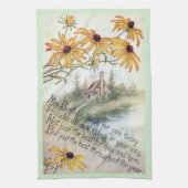 黒によって注目されるスーザンのヴィンテージの誕生日 キッチンタオル (縦)