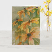 黒によって注目されるSusansのメッセージカード カード (黄色い花)