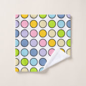 黒によって輪郭を描かれるパステル調の虹の水玉模様 バスタオルセット (ウォッシュタオル)