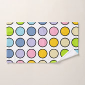 黒によって輪郭を描かれるパステル調の虹の水玉模様 バスタオルセット (ハンドタオル)