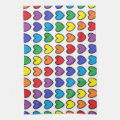 黒によって輪郭を描かれる虹のハート キッチンタオル (縦)