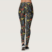 黒にエレガントかわいい野草 レギンス (裏面)