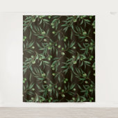 黒にオリーブの枝の水色 タペストリー (正面)