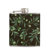 黒にオリーブの枝の水色 フラスク (正面)