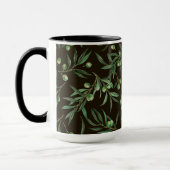 黒にオリーブの枝の水色 マグカップ (左)