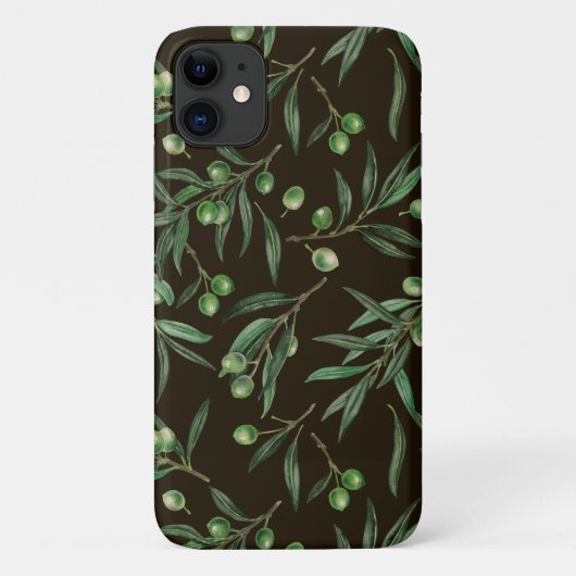 黒にオリーブの枝の水色 Case-Mate iPhoneケース (裏面)