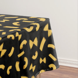 黒にクールおもしろいパスタマカロニ模様 テーブルクロス
