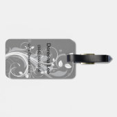 黒にグレーの花柄 ラゲッジタグ (裏面横)