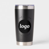 黒にシンプル文字ビジネス黒を付けたロゴ 保温保冷タンブラー (正面)
