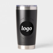 黒にシンプル文字ビジネス黒を付けたロゴ 保温保冷タンブラー (背面)