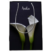 黒にタラのユリが2つ ミディアムペーパーバッグ (正面)