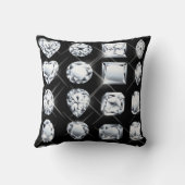 黒にダイヤモンドラインストーン宝石宝石宝石きらきら光る宝石 クッション (裏面)