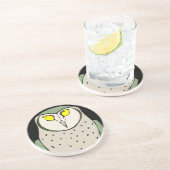 黒にハンサムな緑のフクロウ コースター (側面)