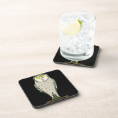 黒にハンサムな緑のフクロウ コースター (右側)