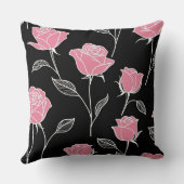 黒にピンクのバラ クッション (裏面)