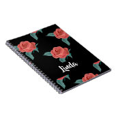 黒にピンクのバラ ノートブック (右側)