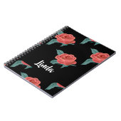 黒にピンクのバラ ノートブック (左側)
