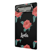 黒にピンクのバラ ミニクリップボード (アングル2)